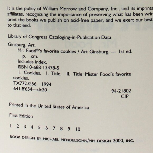 Mr. Food's Favorite Cookies by Art Ginsburg Hardback Cookie Cookbook - Picture 11 of 15